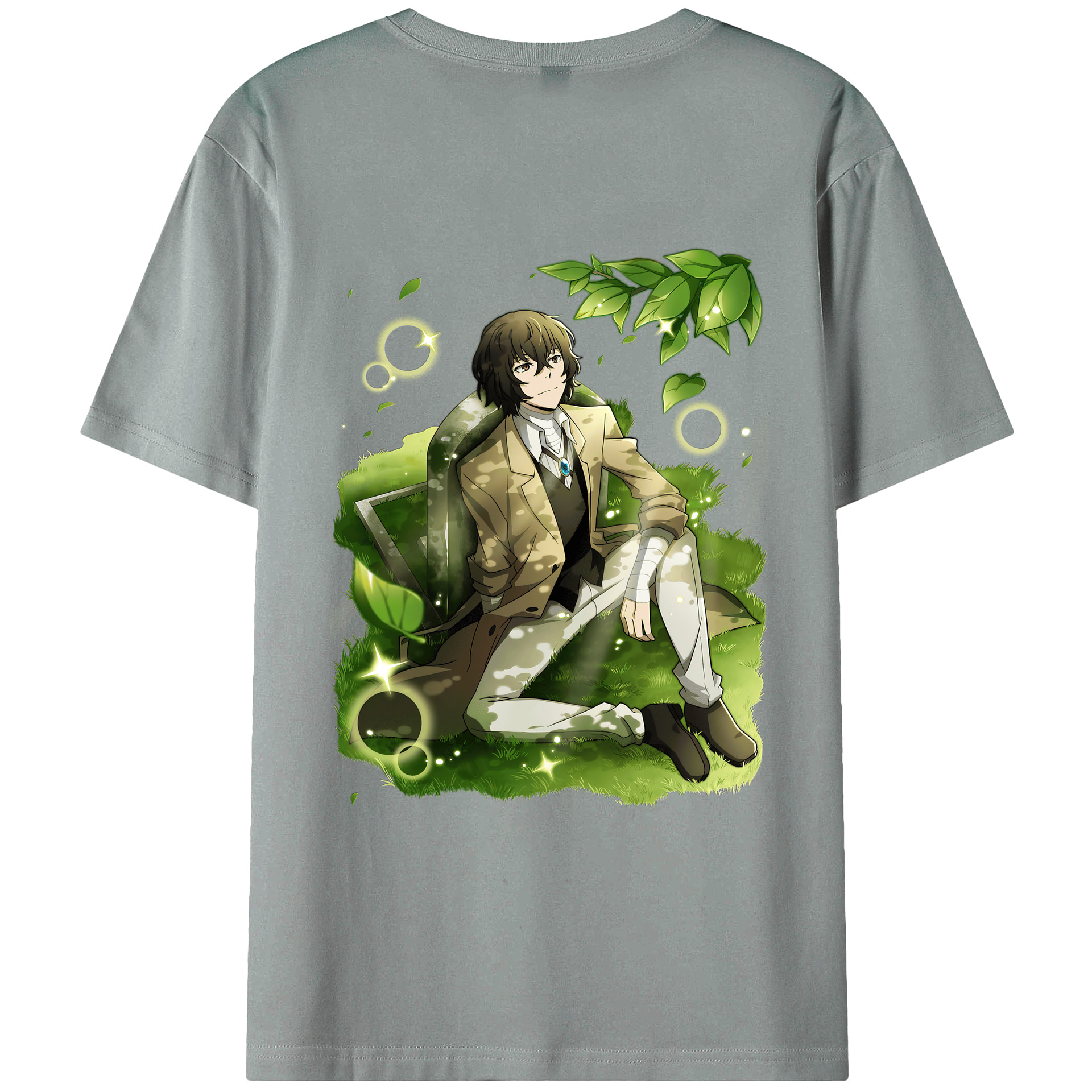 （画像用） 文豪ストレイドッグス Bungo Stray Dogs 綿100％ メンズ半袖Tシャツ（バックプリント） 通気性